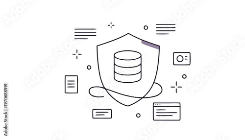 Database Security Shield Icon for Data Protection and Privacy.