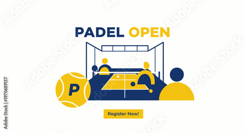 Padel Open Tournament Graphic With Players And Ball