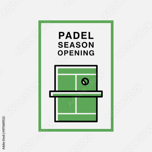 Padel Season Opening Graphic Representation With Tennis Court Illustration