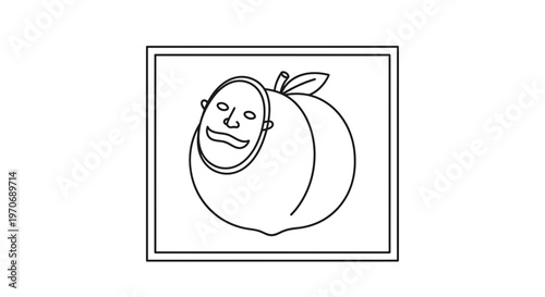 Surreal Peach with Human Face Illustration