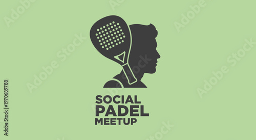 Padel Social Gathering Logo Icon silhouette man with racket