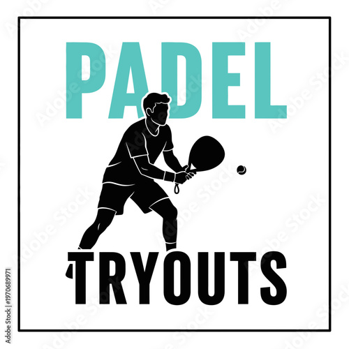 Padel Tryouts Emblem for Sports Competitions and Club Recruitment Campaigns Branding Graphics