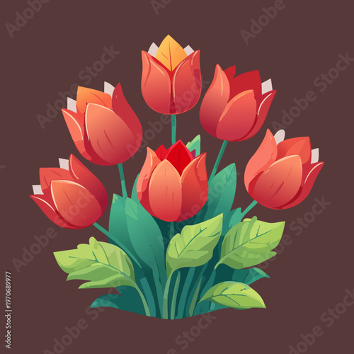 Photos Red tulip bouquet for garden floral decoration romantic gift concept and botanic