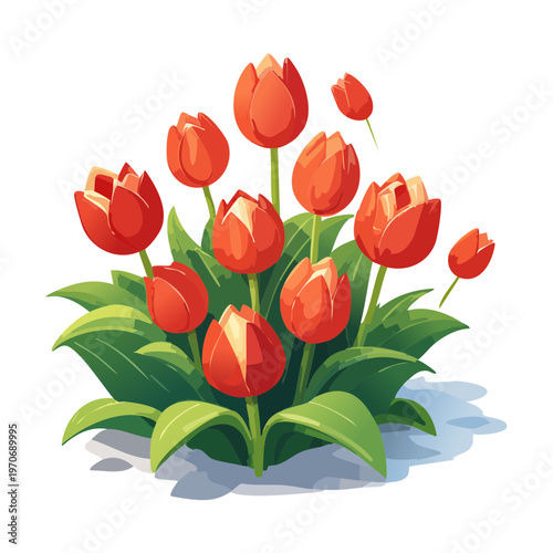 Vibrant red tulips for garden landscape decoration floral arrangement for park scenery and botanical spring season design element for outdoor environment graphics