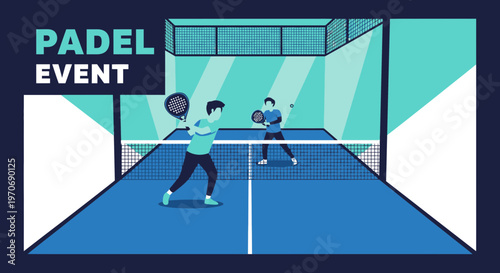 Padel Tennis Match Event Announcement Dynamic Competition Illustration