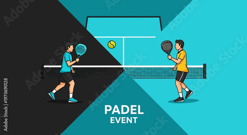 Padel Tennis Match Illustration Sport Event Advertising