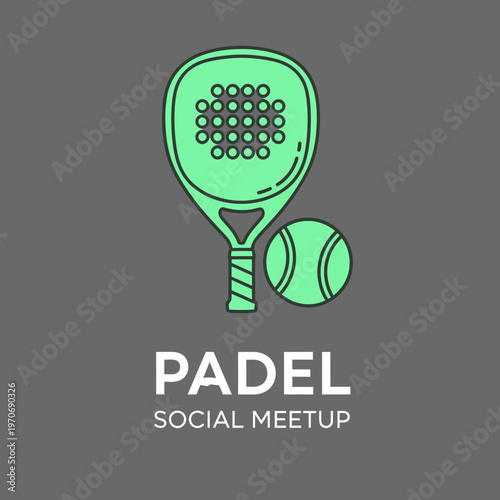 Padel Tennis Racquet And Ball Minimalist Graphic Design For Sports Advertising And Promotions