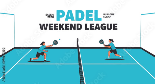 Padelsport Weekend League: Dynamic Duo Engaging in Competitive Racket Sports Match