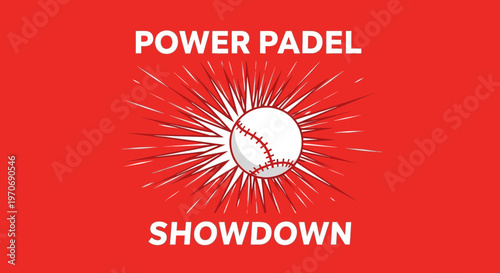 Power Padle Showdown Baseball Sport Design In Red Color Illustration Graphic Art
