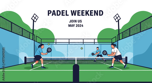 Padel Tournament Graphic Design With Players Competing For The Weekend Event