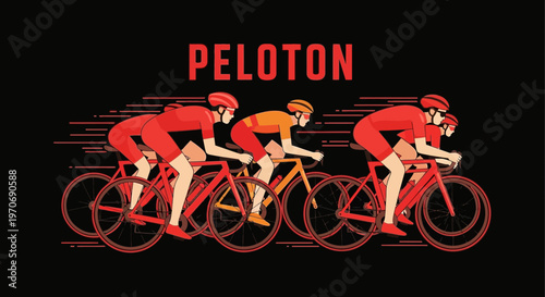 Peloton Racing: A Dynamic Illustration of Competitive Cycling on a Dark Background