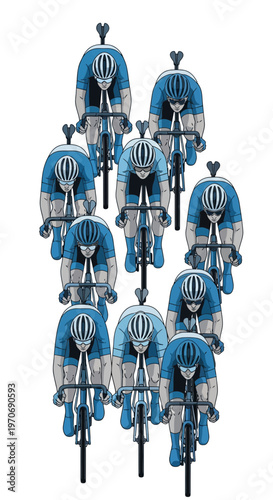 Peloton Group Cycling Competition Dynamic Action Front View