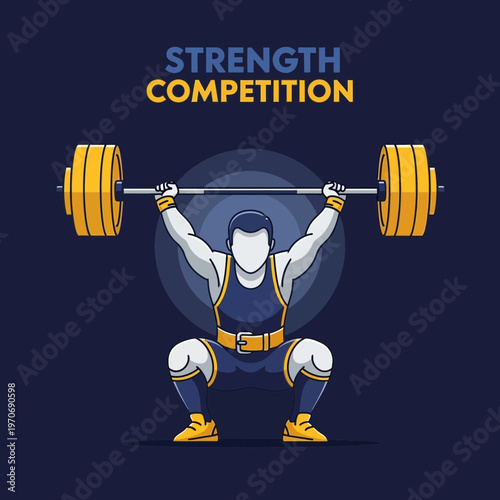 Powerful Athlete Demonstrates Olympic Lifting Strength Competition Mastery