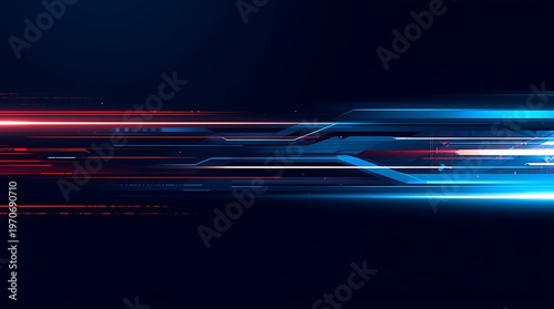 Abstract Digital Art with Red and Blue Light Streaks.
