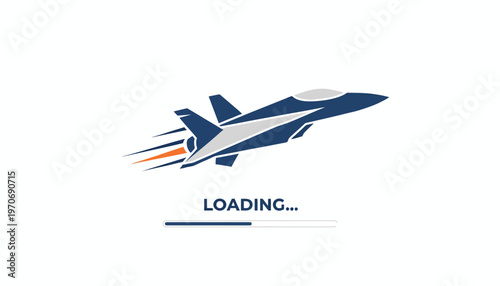 Speeding Jet Fighter Loading Bar Animation - Fast Download and Upload Concept