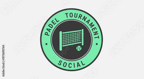 Padel Tournament Social Circle Emblem For Sporting Events And Recreational Activities
