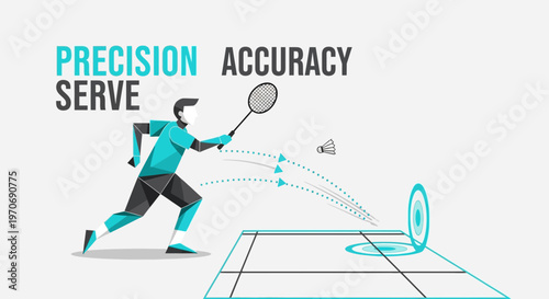 Precision Serve Accuracy Badminton Concept Vector Illustration