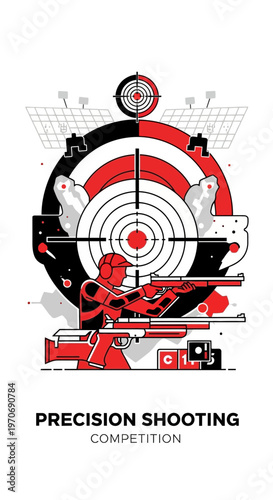 Precision Shooting Competition Graphic Illustration With Target And Athlete