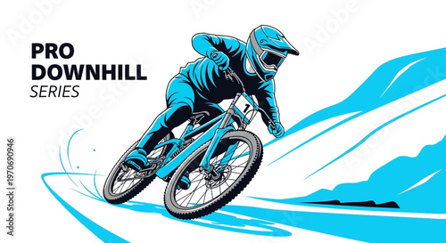 Pro Downhill Mountain Biker Action Thrill Sport