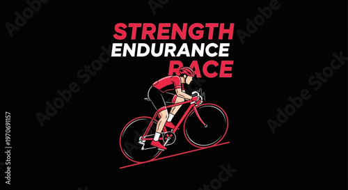 Red Cycling Athlete in Strength and Endurance Race Against Black Background