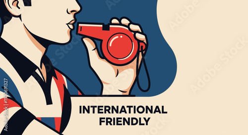 Referee Blowing Whistle Illustration, Perfect For Sports, Friendly Match, Or International Game