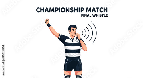 Referee Blows Whistle Signaling Championship Match Conclusion Victory Celebration