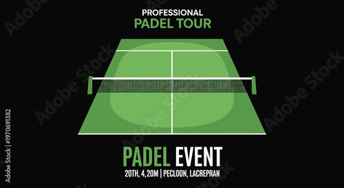 Professional Padel Tour Event: Illustrative Design Showcasing Court and Event Details
