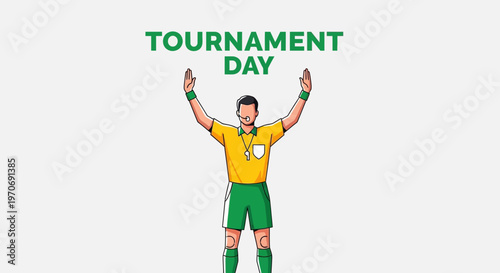 Referee Celebrates Tournament Day With Arms Raised Up High After Game's Final Score