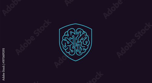 Digital Brain Shield - Cyber Security and Artificial Intelligence Concept.