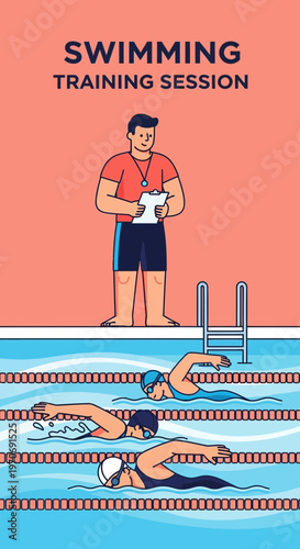 Professional Swimming Training Session For Athletes Learning New Techniques And Strokes