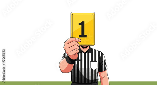 Referee Shows A Yellow Card Indicating One Point Against In The Game