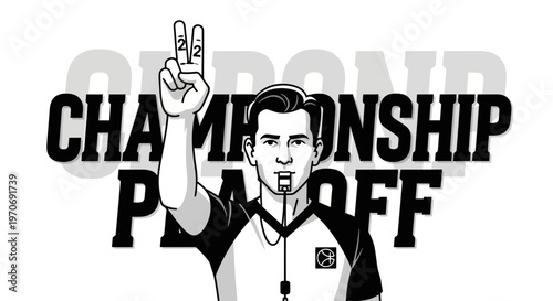 Referee Signaling Victory During Intense Championship Playoffs Game
