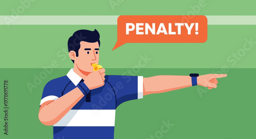 Referee Signals a Penalty During a Sports Game and Makes a Call On The Field