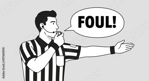 Referee Signals Foul: An Illustrated Graphic Depicting Sporting Decisions and Penalty