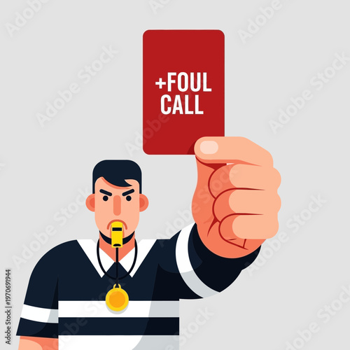 Referee Signals Foul: A Visual Depiction of Penalty and Disciplinary Action in Sport