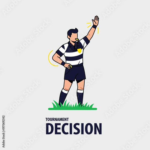 Referee Signals Important Ruling During Sporting Event Representing Judgement And Authority