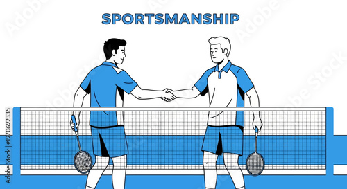 Respectful Badminton Players Handshake After Match Victory Or Defeat