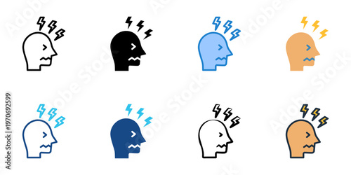 First day nerves icons set multiple style collection. Editable stroke 
