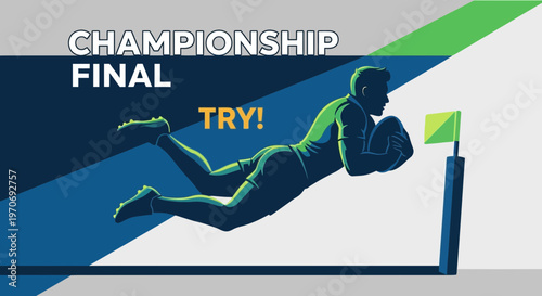Rugby Championship Final: A Dynamic Graphic Depicting an Exciting Try Scoring Action