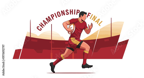 Rugby Championship Final Game Action Sport Player Running With Ball