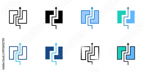 Overcoming obstacles icons set multiple style collection. Editable stroke 
