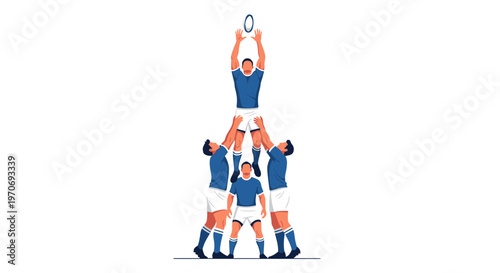 Rugby Players Contesting for the Ball During a Lineout in a Professional Game