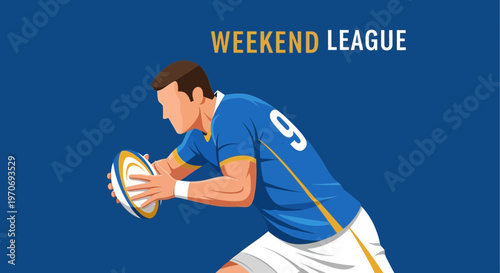 Rugby Player Preparing To Catch The Ball During Weekend League Match Action Scene