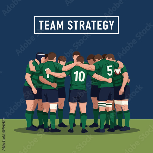 Rugby Team Huddle Discussing Game Plan Strategy Together