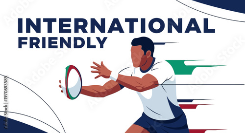 Rugby Player Reaching Out to Catch the Ball With a Vibrant Sports Background