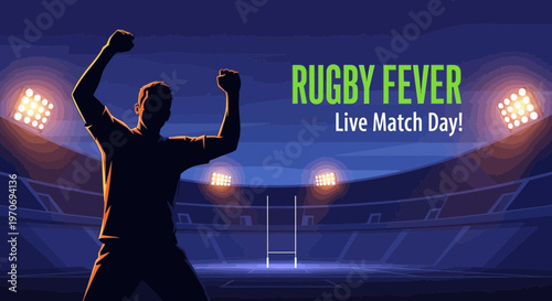 Rugby Triumph Celebration Under Stadium Lights Dramatic Victory