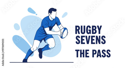 Rugby Sevens Player Passing The Ball Dynamic Vector Illustration With Minimalist Style