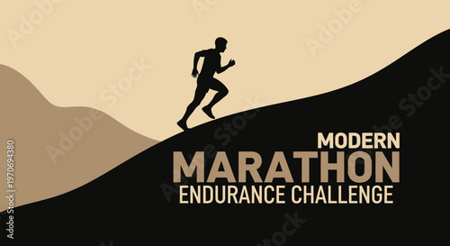 Runner Ascends Marathon Hill Silhouette Depicting Endurance And A Modern Challenge
