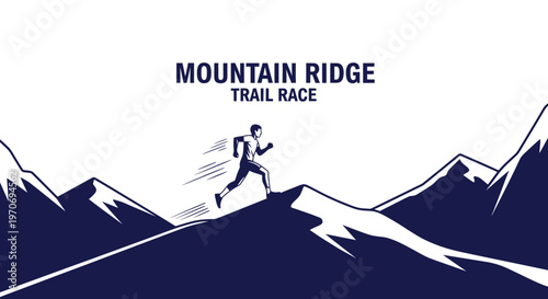 Runner Conquering Mountain Ridge Trail Race, Demonstrating Endurance And Athletic Prowess