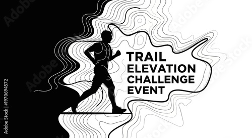 Runner Conquering Trails: A Dynamic Elevation Challenge Event Illustration Design